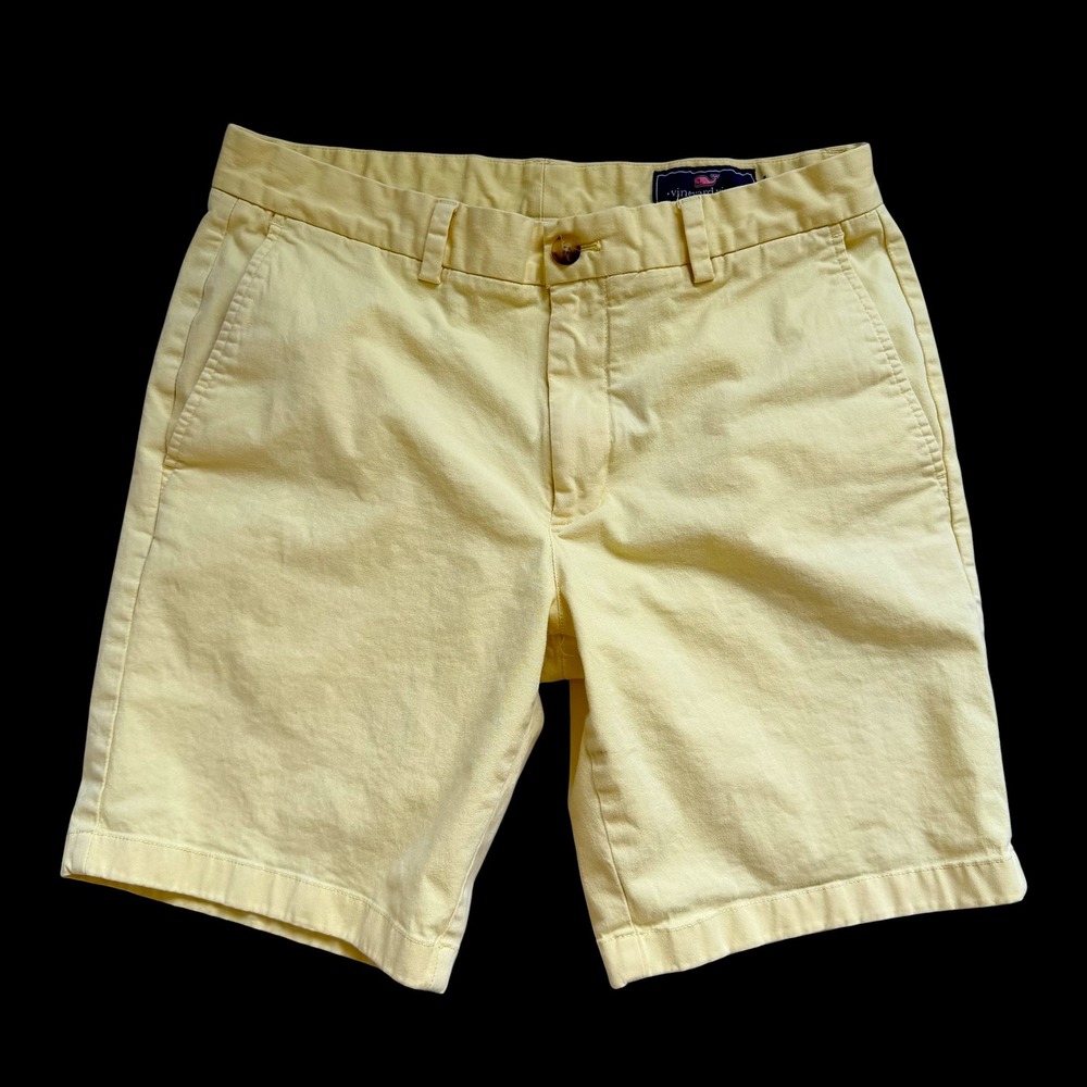 Vineyard Vines 33 Breaker Shorts Pale Yellow Cotton Stretch Chino Golf 9in